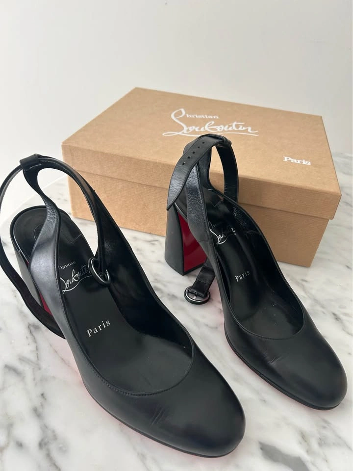 Christian Louboutin Miss Sab Sling 85 — Black Leather Pumps, Siz - photo 5