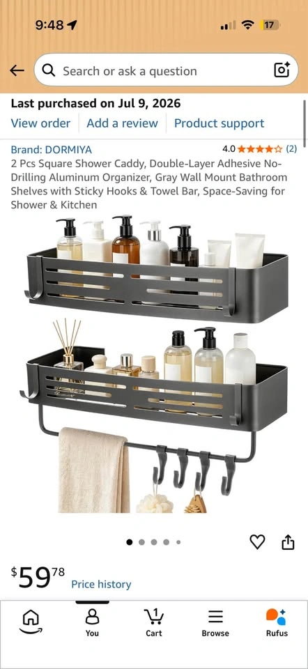 1 Pc Square Shower Caddy Aluminum Organizer - photo 3