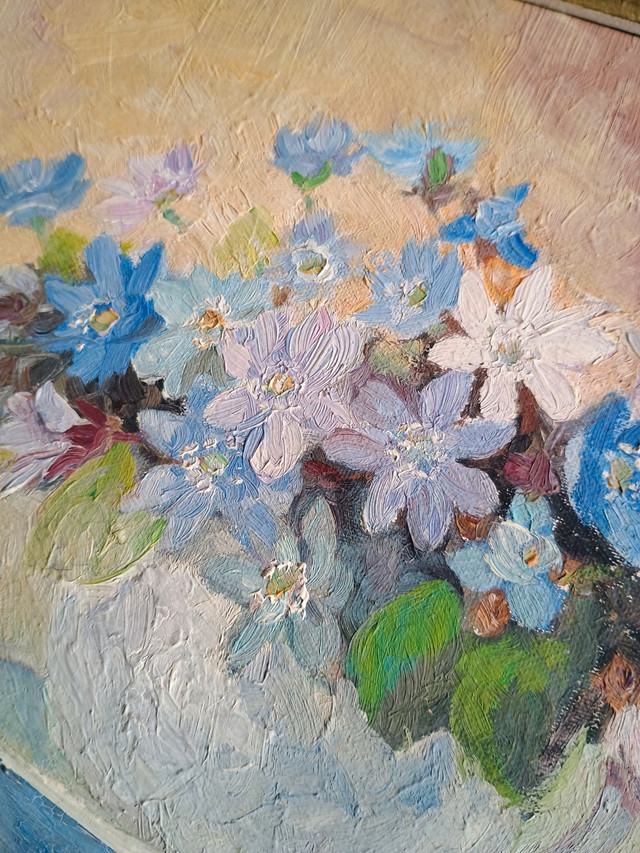 Floral oil painting, flowers, decorative art, antique