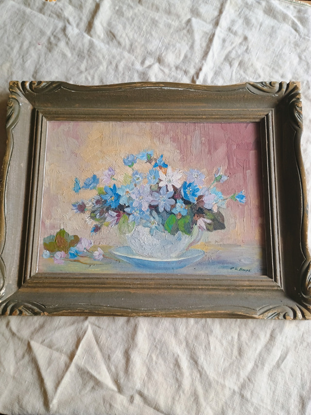 Floral oil painting, flowers, decorative art, antique - photo 2