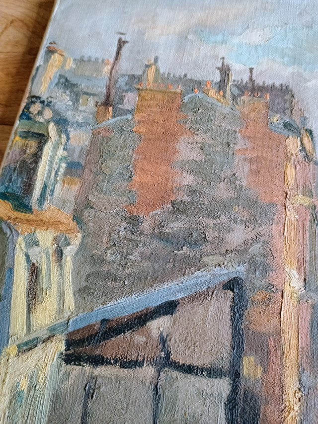 Rustic oil painting of Parisian terrace view - photo 2