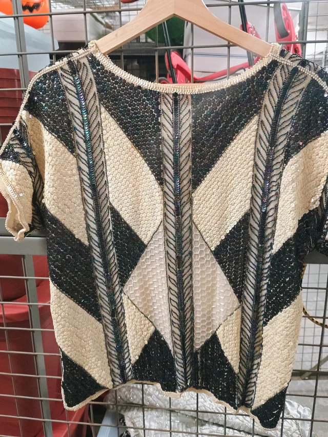 1960s black and gold beaded top thumbnail