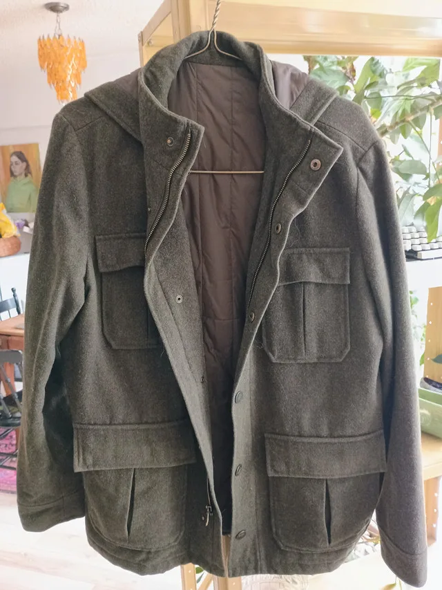 Green men's medium/large pea coat thumbnail
