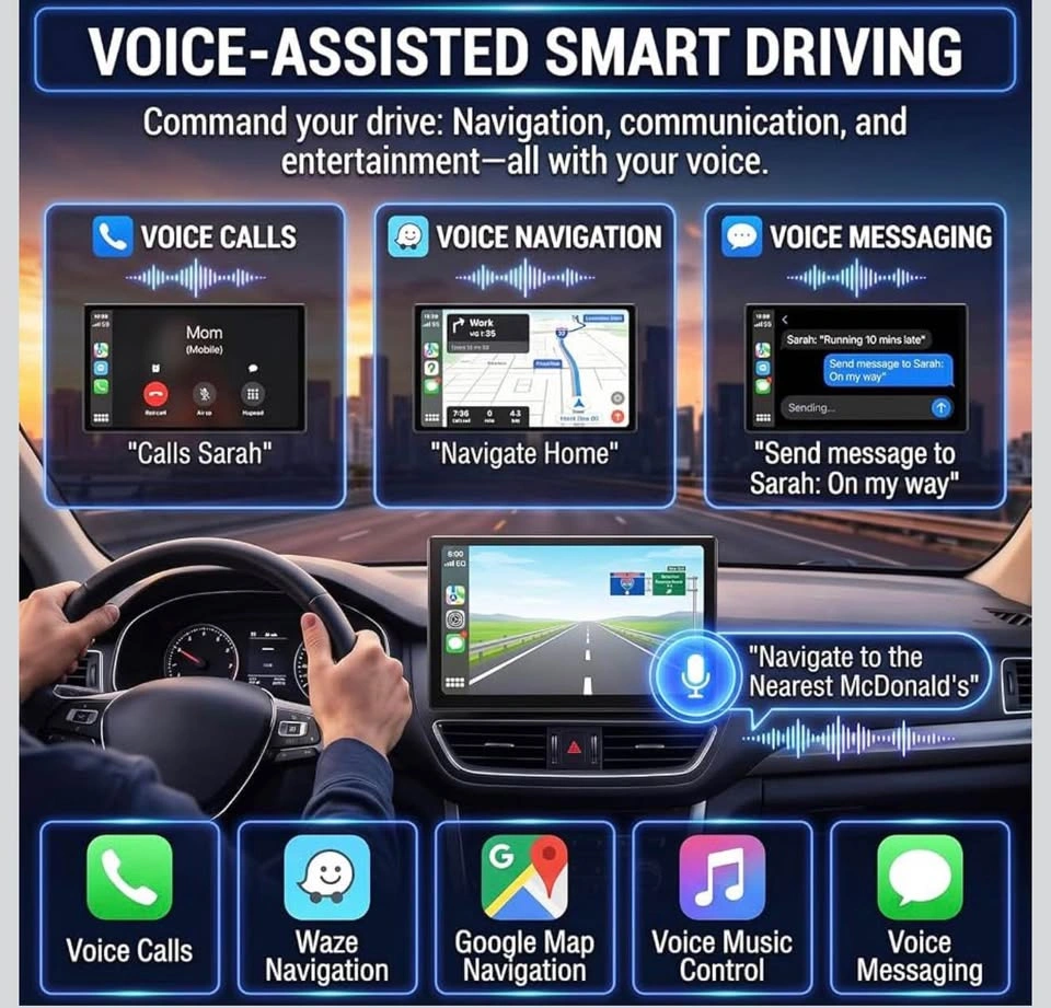 10.1" Portable Wireless Apple CarPlay Screen, Android 15 - photo 5