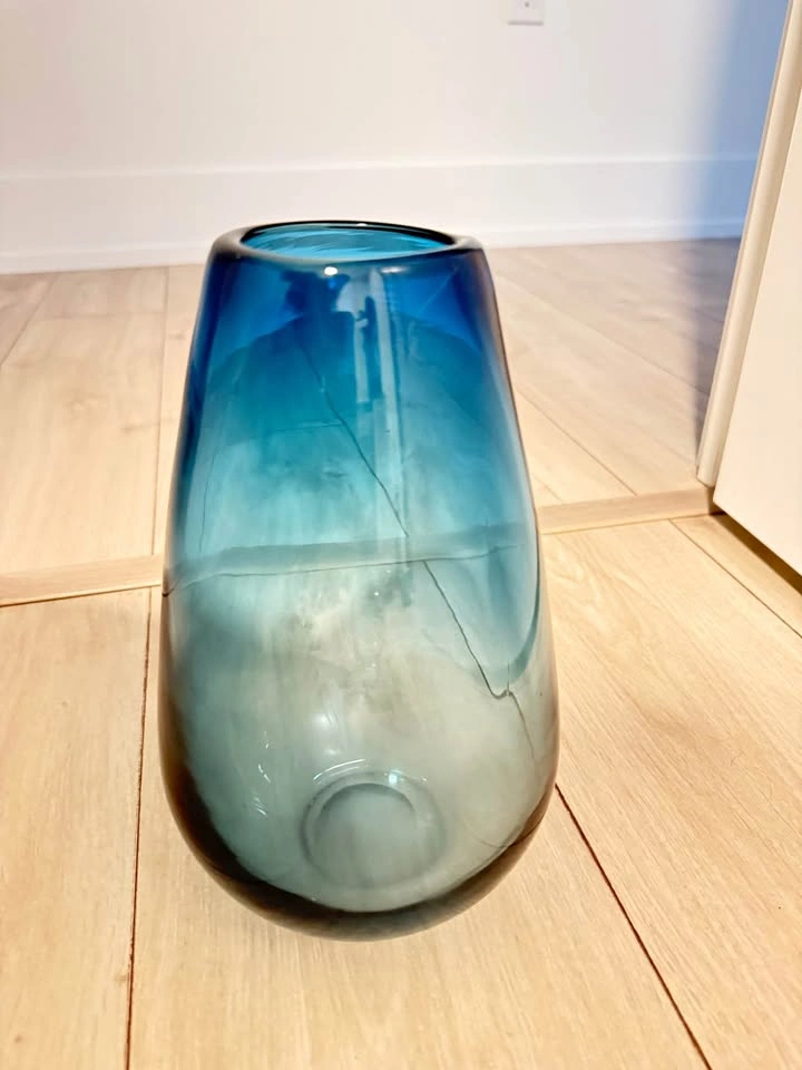 Blue Ombre Glass Vase – Contemporary Decorative Vase