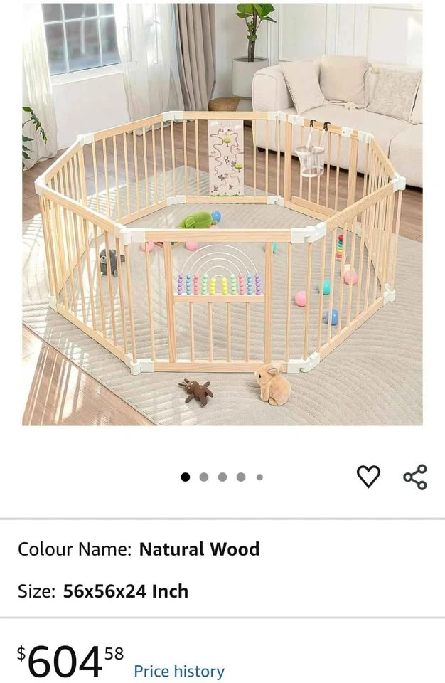 Ulnxiy Wooden Baby Playpen 56"x56" Foldable Play Yard - photo 4