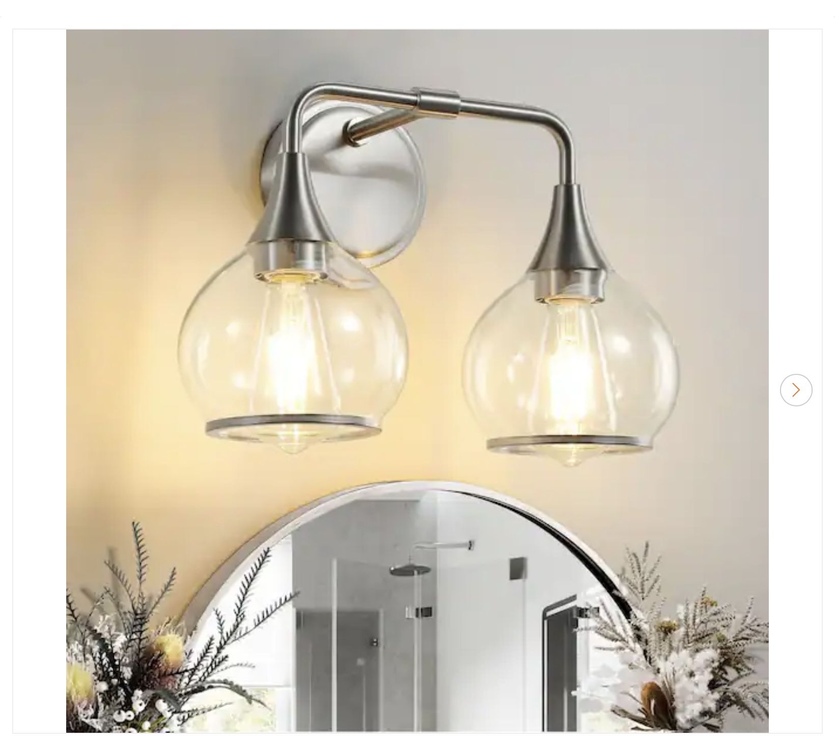 14.2 in. 2-Light Brushed Nickel Bathroom Vanity Light - New