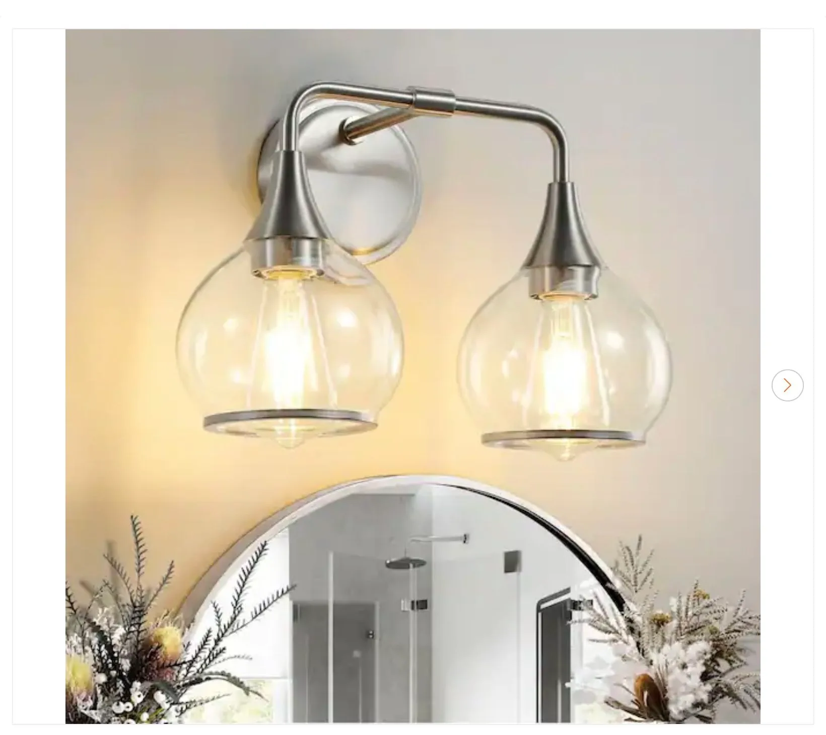 14.2 in. 2-Light Brushed Nickel Bathroom Vanity Light - New thumbnail