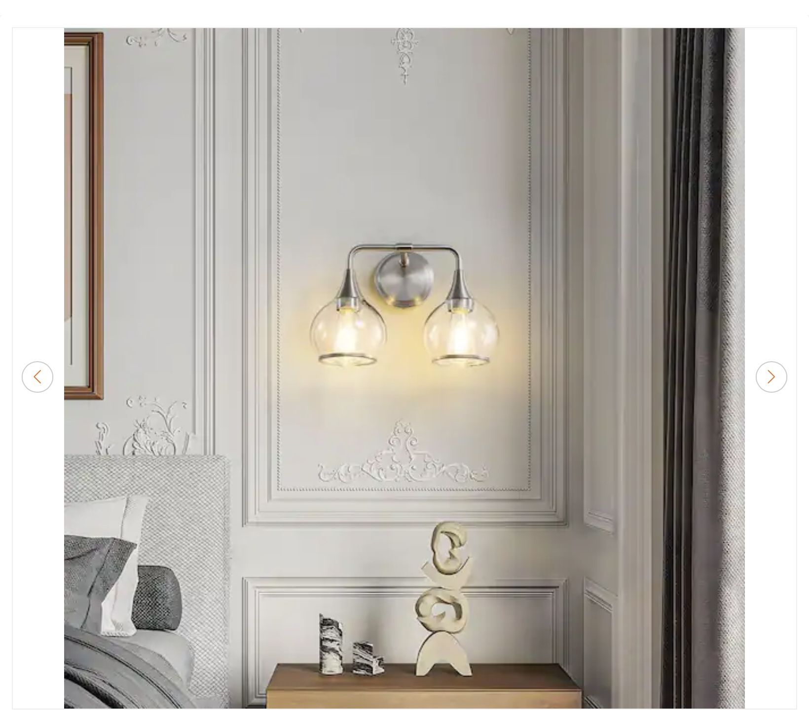 14.2 in. 2-Light Brushed Nickel Bathroom Vanity Light - New - photo 2