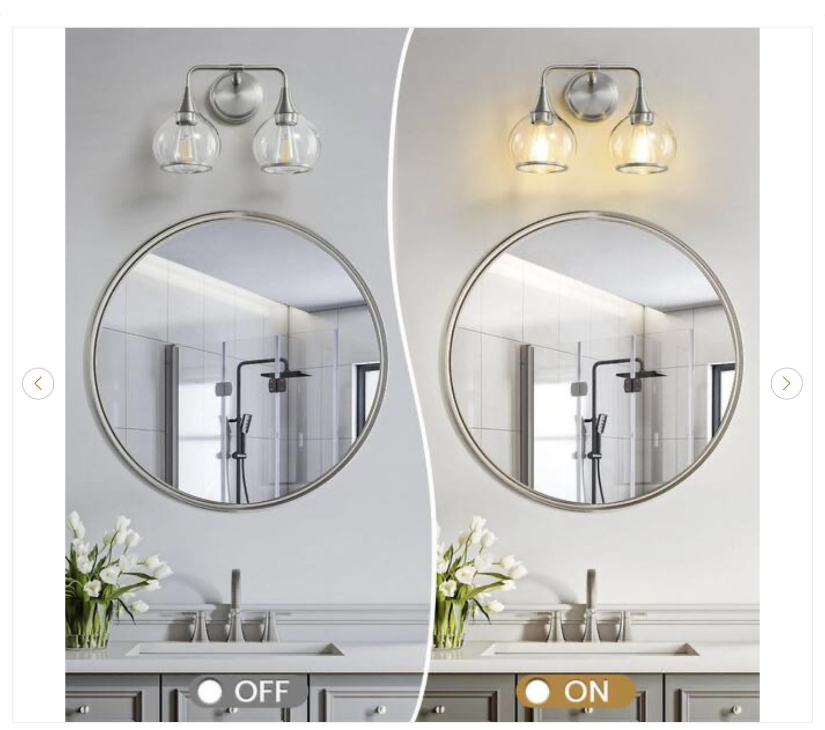 14.2 in. 2-Light Brushed Nickel Bathroom Vanity Light - New - photo 5
