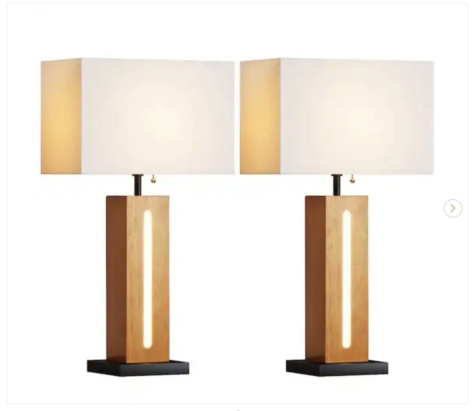 22 in. Rustic Wood Grain Lamps Set of 2 - NEW