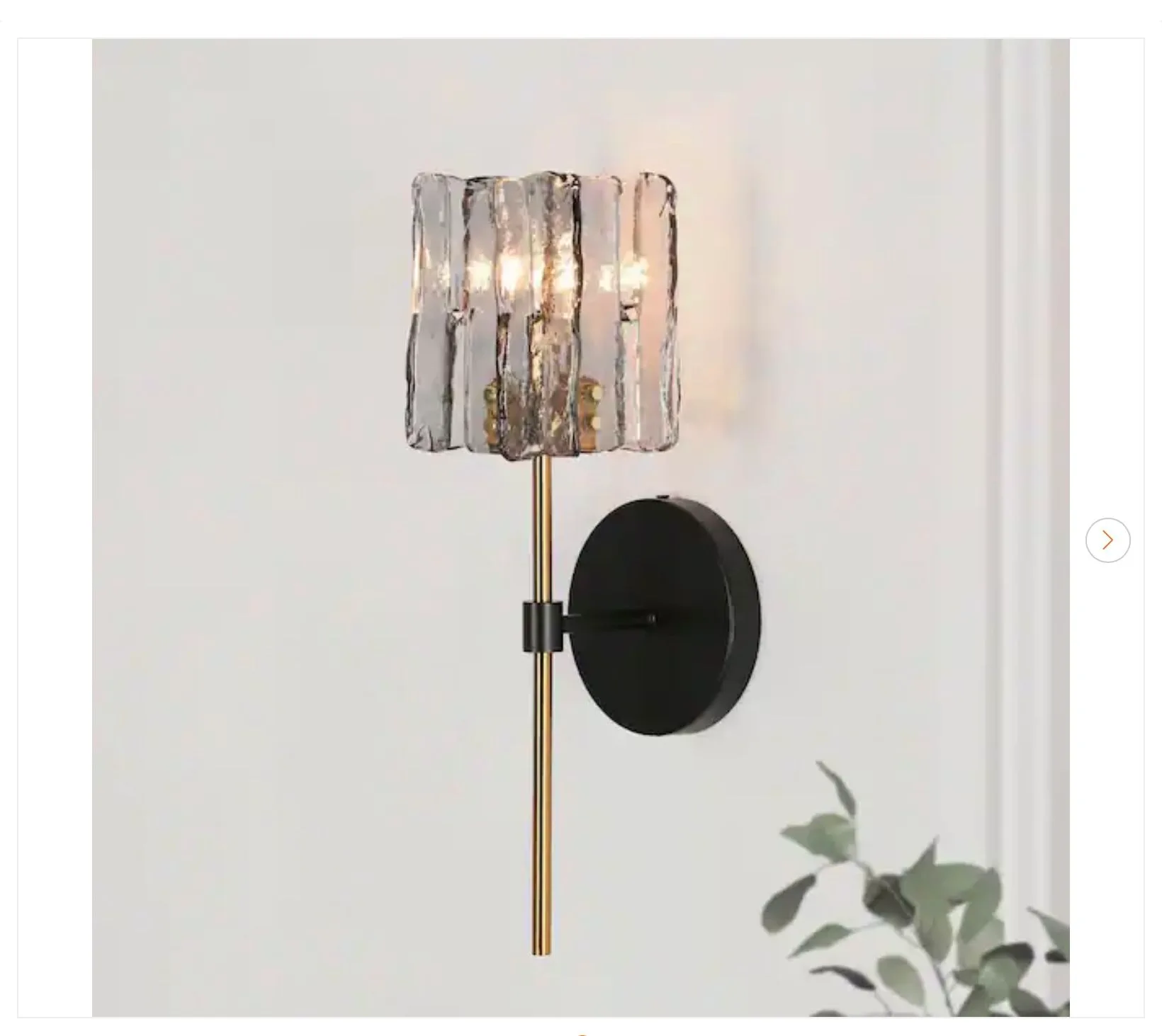 LNC Matte Black 1-Light Wall Sconce Brass Accents thumbnail