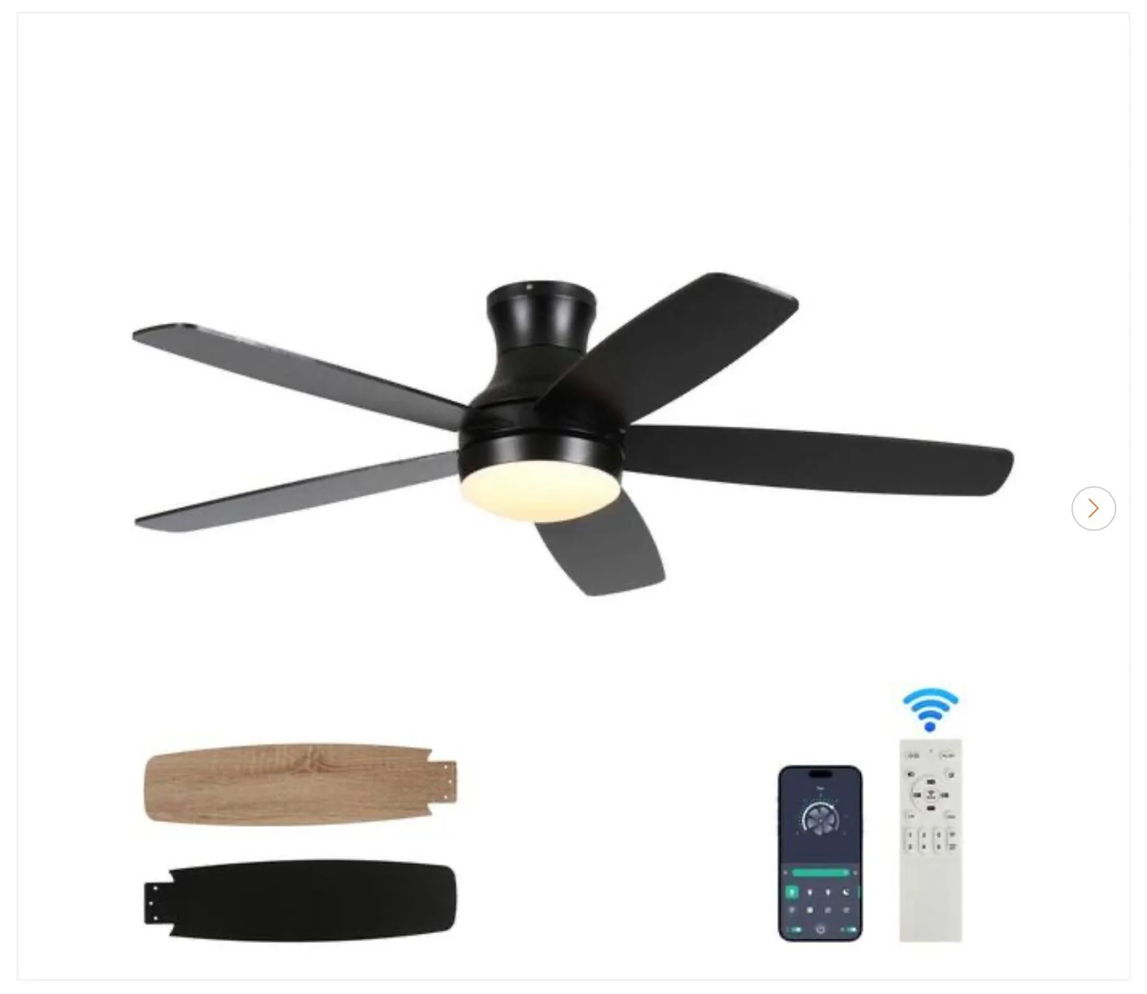 52 in. Smart Indoor Brushed Black Ceiling Fan thumbnail