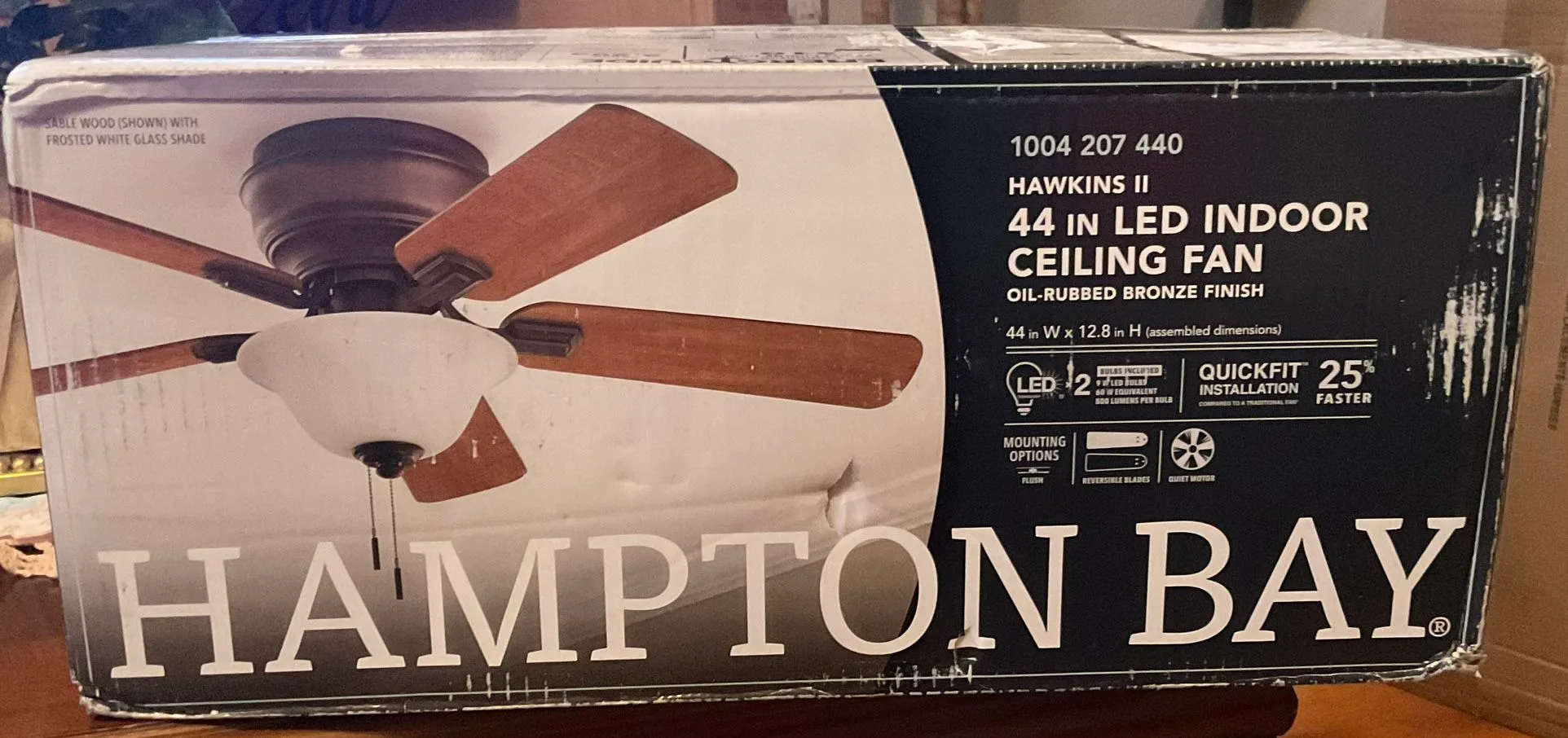 Hampton Bay Hawkins II 44 in. LED Oil Rubbed Bronze Fan - New thumbnail