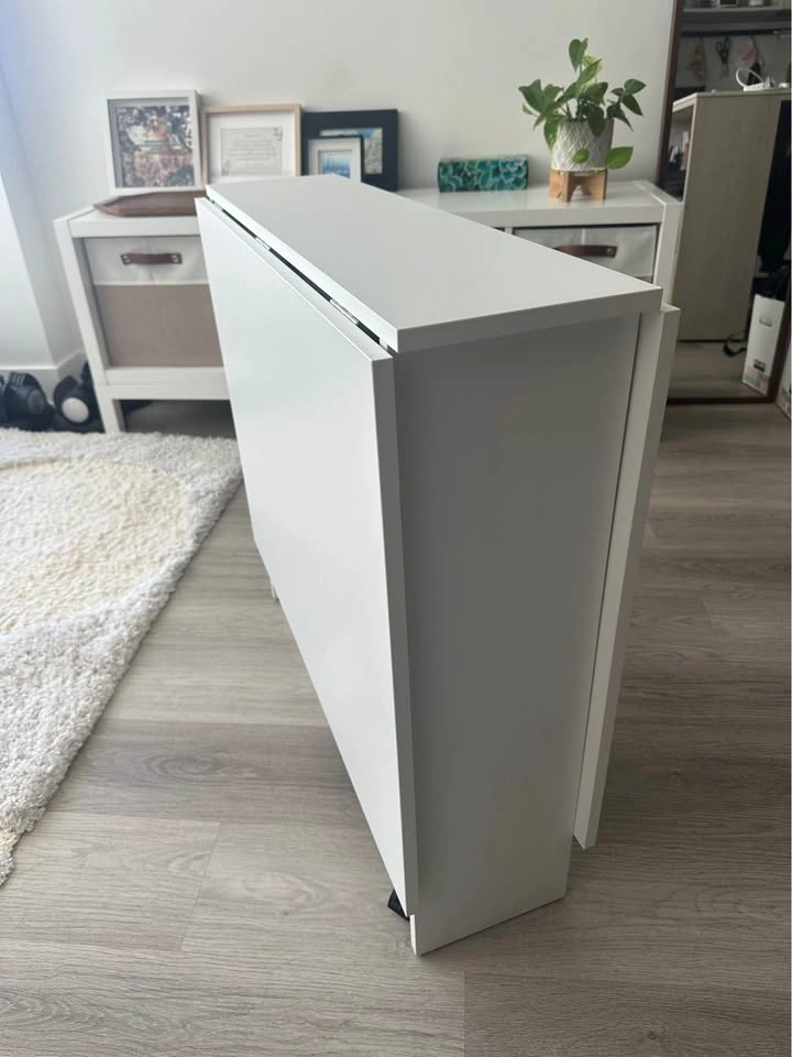 White expandable folding dining table with built-in storage - photo 2