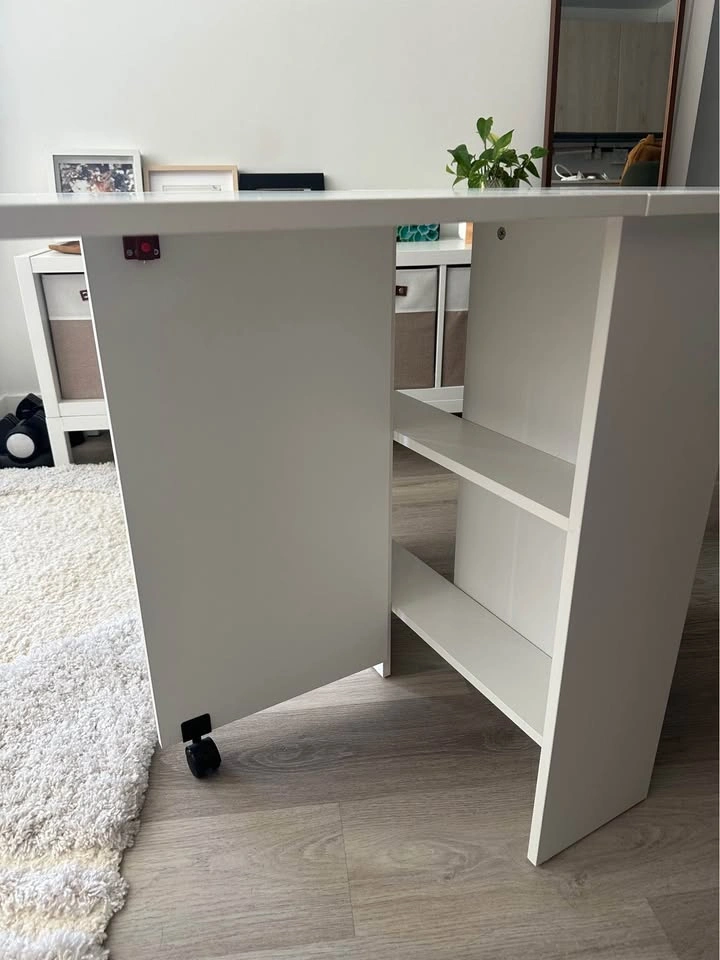 White expandable folding dining table with built-in storage - photo 3