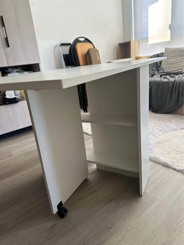 White expandable folding dining table with built-in storage - photo 4