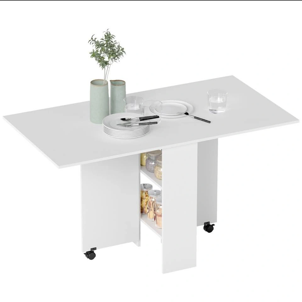 White expandable folding dining table with built-in storage - photo 5