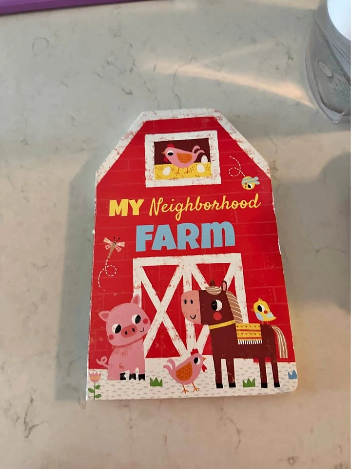 0-6m Baby Boy Onesie, Cap, Socks, and Farm Book