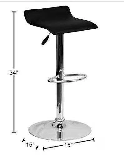Pair of Black Adjustable Swivel Bar Stools