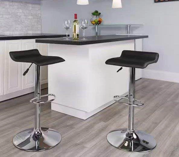 Pair of Black Adjustable Swivel Bar Stools - photo 2