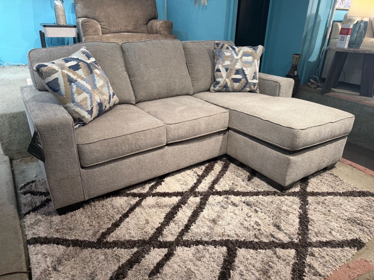 Ashley Sectional Sofa with Chaise and Accent Pillows