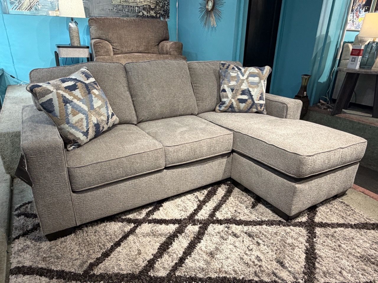 Ashley Sectional Sofa with Chaise and Accent Pillows - photo 2