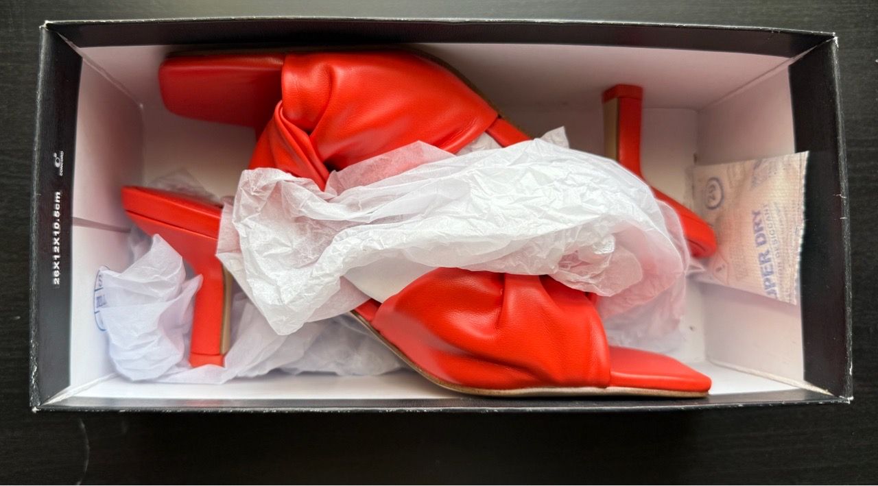Nine West KNOT3 Women’s Orange Knotted Mule Heels - photo 3