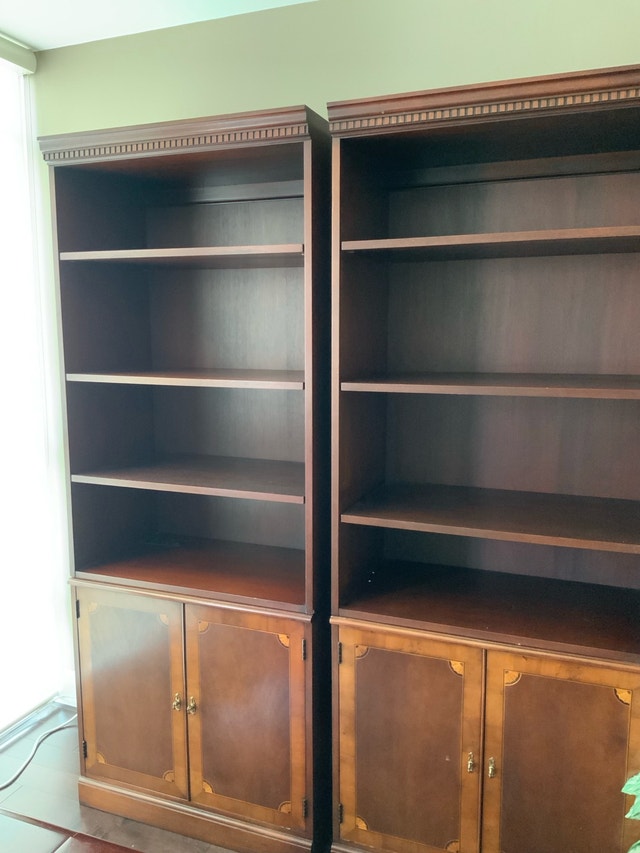 Premium 6 piece solid cherry wood wall unit with inlay