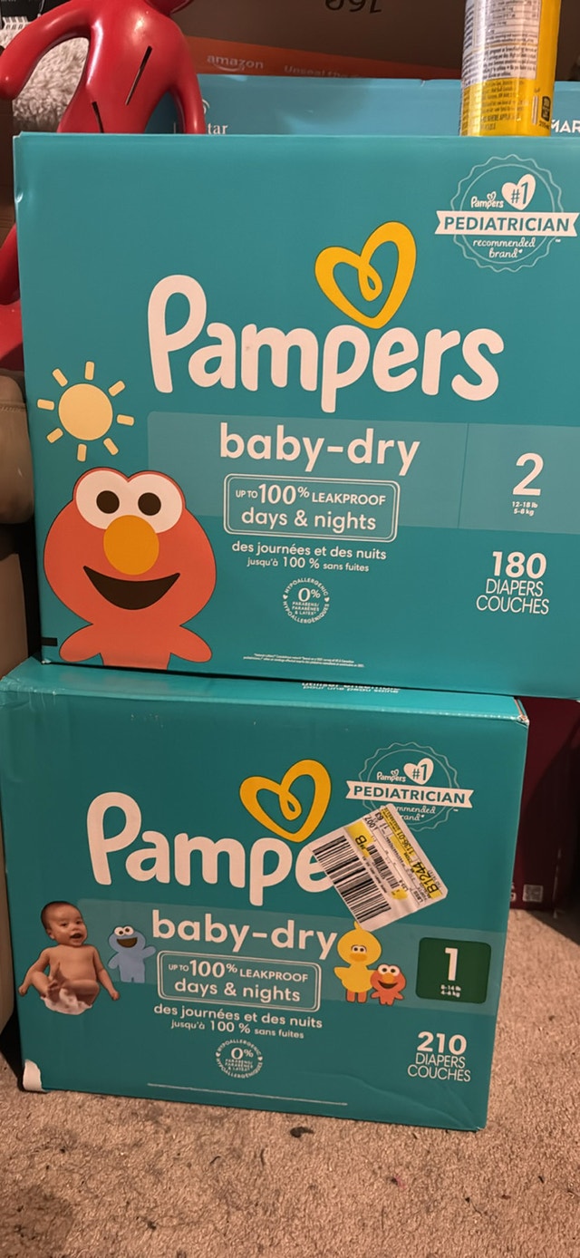 Pampers Baby-Dry Diapers, Unopened, Size 1&2
