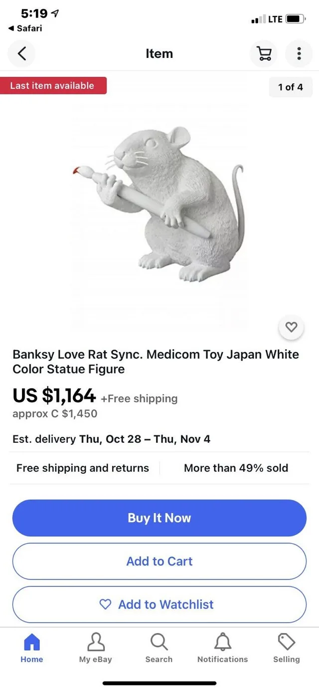 Banksy Love Rat Sync. Medicom Toy image indicator(3)