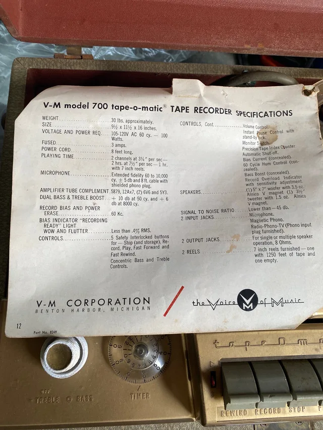 the voice of music v-m model 700 tape-o-matic image indicator(3)