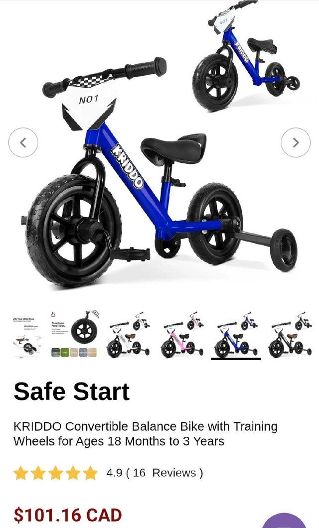 Kriddo Convertible Balance Bike