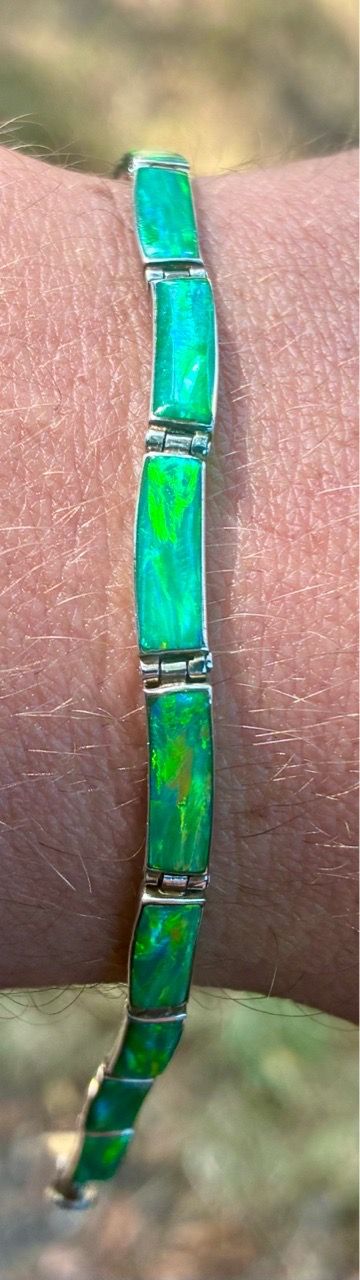 Sterling silver/950 green opal bracelet