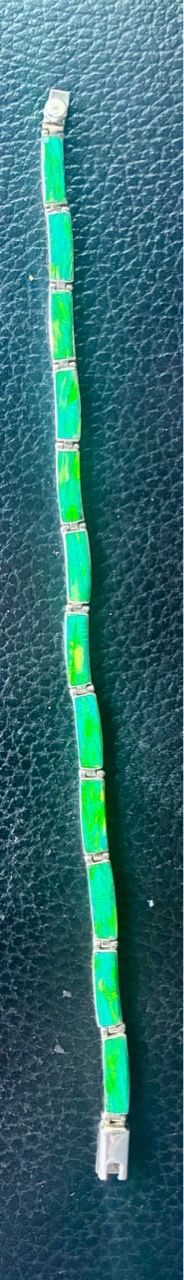 Sterling silver/950 green opal bracelet - photo 2