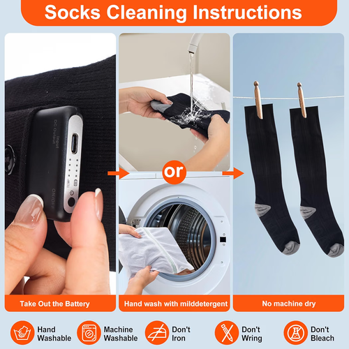 Electric Heated Socks 5000mAh Rechargeable 4 Heat Settings - photo 3