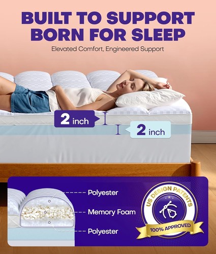 4 Inch Dual Layer Cooling Memory Gel Foam Mattress Topper - photo 2