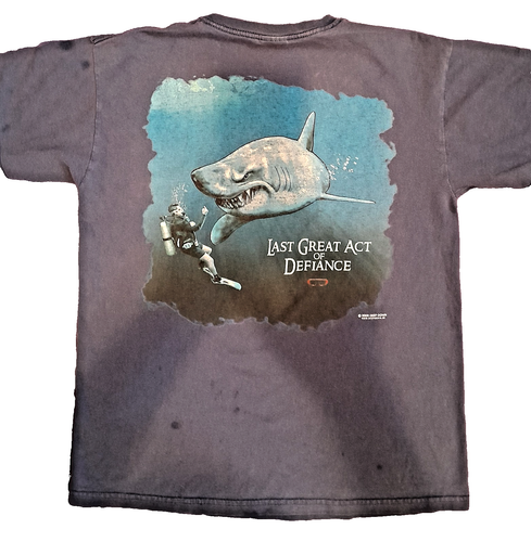 Vintage Fish Fisherman Fishing Shark Graphic Tee T Shirt