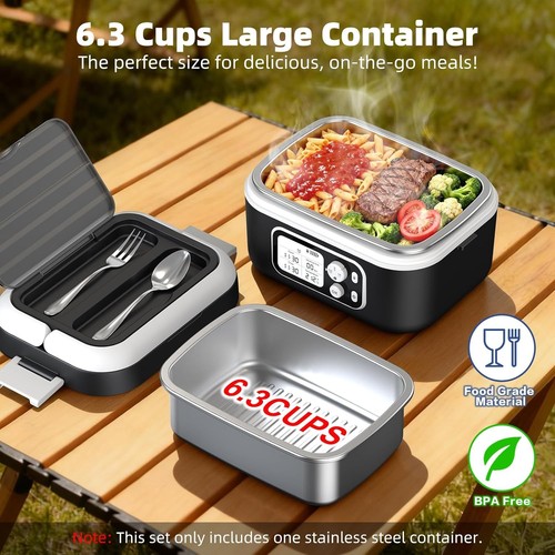 Cordless Heated Lunch Box, 6.3 Cup 100W Food Warmer - photo 5