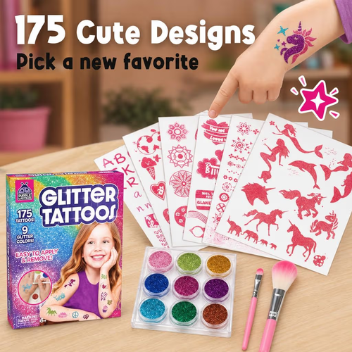 Glitter Tattoo Kit for Ages 6+, No Glue & Low Mess - photo 5
