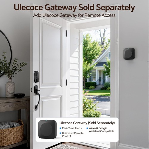 Ulecoce SL03 Front Door Lock Set, Keyless Entry, Matte Black - photo 2