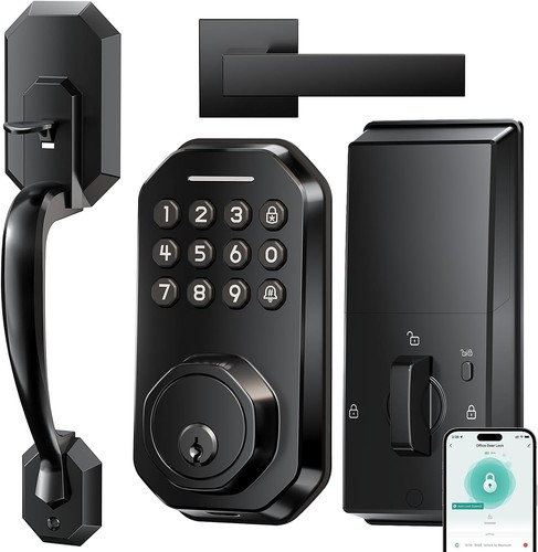 Ulecoce SL03 Front Door Lock Set, Keyless Entry, Matte Black - photo 4