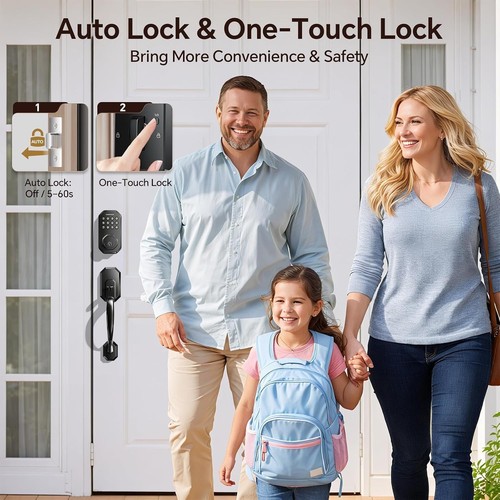 Ulecoce SL03 Front Door Lock Set, Keyless Entry, Matte Black - photo 5