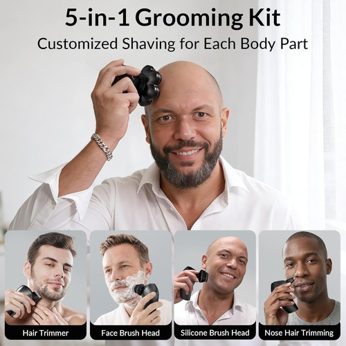 7D Electric Head Shaver for Men - Waterproof Grooming Kit - photo 5