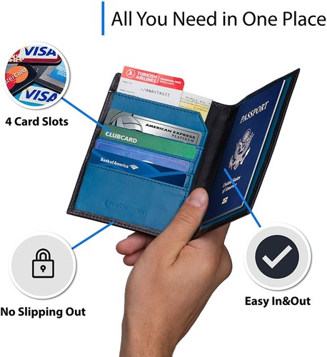 Leather Passport Cover Credit Card Holder Passport Wallet