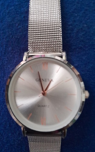 Geneva Stainless Steel Mesh Bracelet Watch