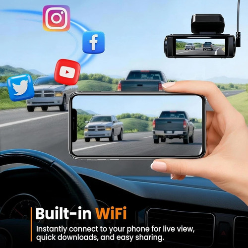 4K Dash Cam Front with Built-in WiFi, 32GB Card Included - photo 3