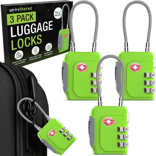 TSA Approved 3-Digit Combination Locks – 3-Pack