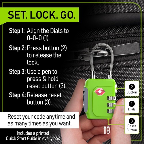 TSA Approved 3-Digit Combination Locks – 3-Pack - photo 4