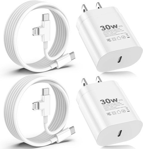 30W USB C Charger 2 Pack with 6FT USB C to C & Lightning